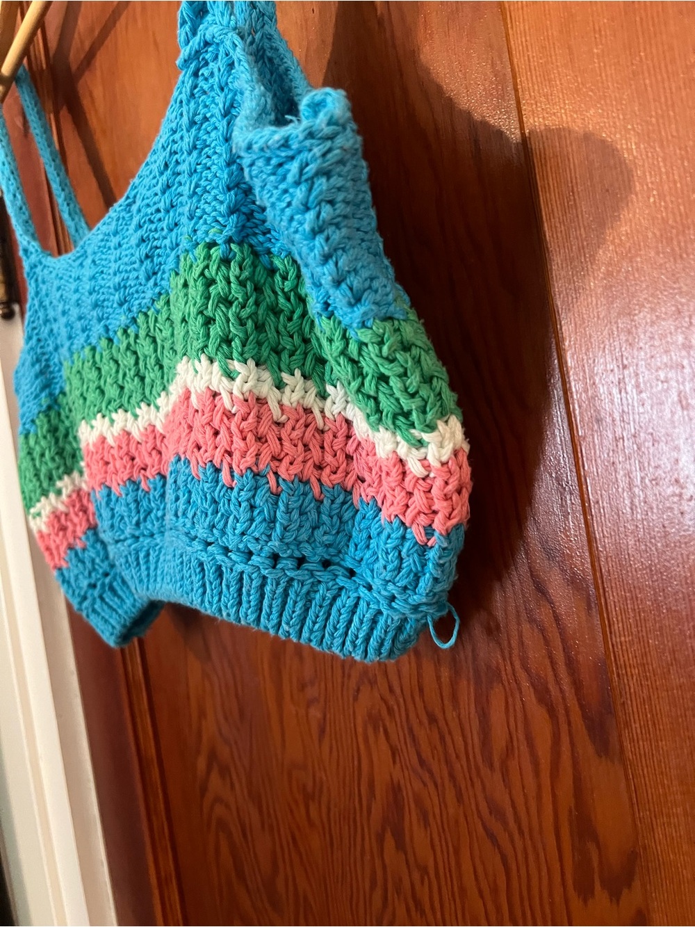 Zara Crochet Knit Crop Top Size Large Colorful Boho Festival Tank - Picture 6 of 7